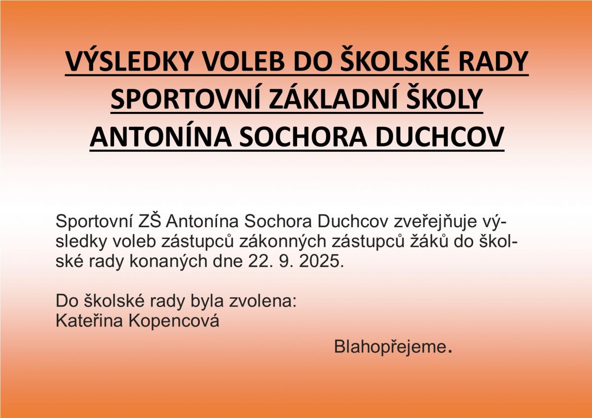 Oznámení o výsledcích voleb do školské rady